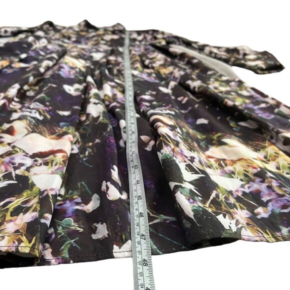 Dalia Macphee Floral Midi Shirt Dress Multicolor Large Modest Twee Full Skirt - Picture 14 of 16